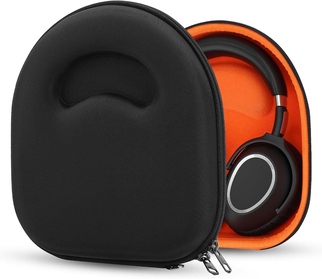 Geekria Shield Headphones Case for Lay Flat On-Ear Headphones, Replacement Hard Shell Travel Carrying Bag with Cable Storage, Compatible with Bose, Edifier, Grado and More Headsets (Black)