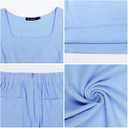 ROYLAMP Women's Summer 2 Piece Outfits Sleeveless Square Neck Tops Wide Leg Pants set Jumpsuit with Pockets (Blue, S)