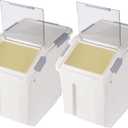 Flour Storage Container 25 lb (25 Liters) with Wheels Seal Locking Lid PP (Pack-2)
