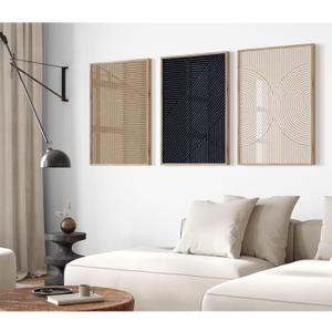 Modern Abstract Pictures Wall Art Boho Neutral Canvas Wall Art Minimalist Line Wall Decor Beige Black Brown Artwork Abstract Modern Painting Prints for Living Room Bedroom 24x36 Inch NO FRAME Set of 3