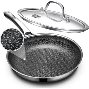 OATOFP Non Stick Frying Pans 12 inch, Hybrid Frying Skillets Nonstick, non stick Stainless Steel Pans, Dishwasher and OvenSafe Chef Pan, Induction Compatible Cooking Pan