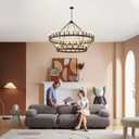 HHR 2-Tier Wagon Wheel Chandelier 54-Light 60" Large Farmhouse Chandelier