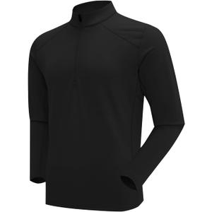 Men's Quarter Zip Pullover Winter Sweatshirt Fleece Lined Long Sleeve Shirts Athletic Casual Outdoor Tops Quick Dry (X-Large, Black)