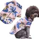 Hawaiian Beach Print Pet Dog Cat T-Shirts Cute for Small to Medium Dog Cats Cool Summer Vest Camp Shirt Clothes (Pink, 2XL)
