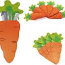 Easter Carrot Utensil Cutlery Holders Bag Felt Carrot Fork Cutter Pouches 4.7" x 10.23" Flatware Organizers Dining Tableware Cover for Knife Forks Easter Birthday Banquet Party Table Decoration 10 PCS
