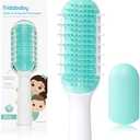 Frida Baby Thick or Curly Hair Detangler Brush for Kids, Toddler Hairbrush Detangles Knots Without Tears or Breakage, Comb Teeth and Bristle Design, White/Blue ,1 Count
