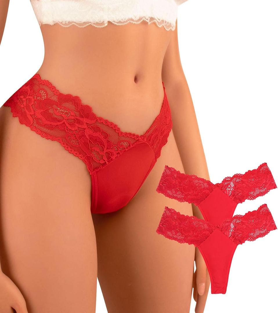 Banamic Sexy G String Thong for Women Underwear Thongs Panties for Women (Red, L)