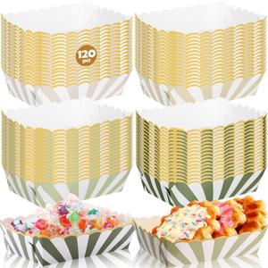 120 Pcs Sage Green Paper Plates Food Trays Kraft Food Boats Bowls Hot Dog Fries Taco Popcorn Tray for Birthday Baby Shower Wedding Last Toast on The Coast Party Decoration Supplies