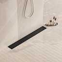 24 Inch Linear Shower Drain, Matte Black, with Tile Insert Grate