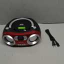 MEGATEK Portable CD Player Boombox with FM Radio, Bluetooth, USB Port, AUX Input, and Headphone Jack  CD-R/CD-RW/MP3-CD Compatible, Clear Stereo Sound, Backlit LCD Display  Cherry Red