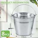 OBTANIM 8 Pack Galvanized Metal Buckets with Handle Ice Pails for Plants, Succulents, Party Favors Organizing, Rustic Home Decor or Classrooms Pencil Storage (9 x 5.9 inch)