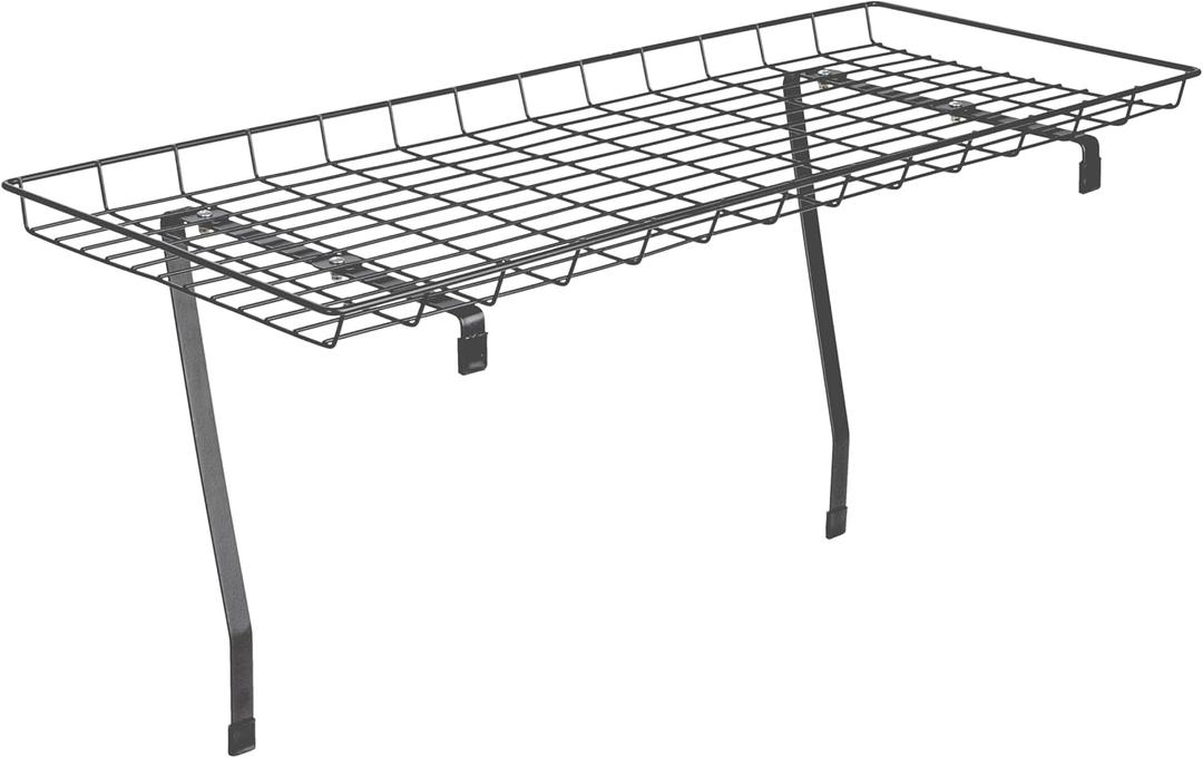 Household Essentials Rear Display Over-The-Washer Storage Shelf to Organize and Store Laundry Room Supplies, Matte Black, 26.5 Inches W X 10 Inches D X 5 Inches H