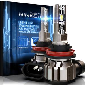 NINEO H11 Bulbs, H11 Fog Light, H8 H9 6500K Cool White, Fanless Wireless in-Line Bulbs (Pack of 2)