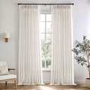 Memory Trained Pinch Pleated Curtains 96 Inches Long, Viral Linen Pinch Pleat Sheer Curtains with Ring Hooks&Clips for Track System Living Room, Natural Light Filtering Privacy Curtain 2 Panel Set