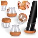 Chair Leg Floor Protectors for Hardwood Floors Felt Furniture Pads Silicone Caps 16 Pack Anti-Scratch Reduce Noise Clear Round Medium Fit 3/4" to 1-3/16" (19-30mm)