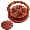 SHOPUKASA Collapsible Wooden Snack and Dry Fruit Basket | Foldable Fruit Bowl | Nut & Candy Organizer for Kitchen Table (Heart - 4 Compartments)