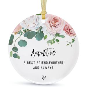 Auntie Ornaments 2026 from Niece Nephew,Great Aunt Pregnancy Ornaments, for Auntie,Aunt Ceramic Ornament Gifts Keepsake,Double-Sided Printing with Ribbon,Gift Box,Greeting Card