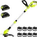20V Electric Weed Wacker Cordless Edger Lawn Tool 2 X 2.0Ah Battery Powered Weed Eater with Charger, 12 Inch Lightweight String Trimmer, Auto Line Feed Grass Cutter Lawn Mower for Small Yard Garden
