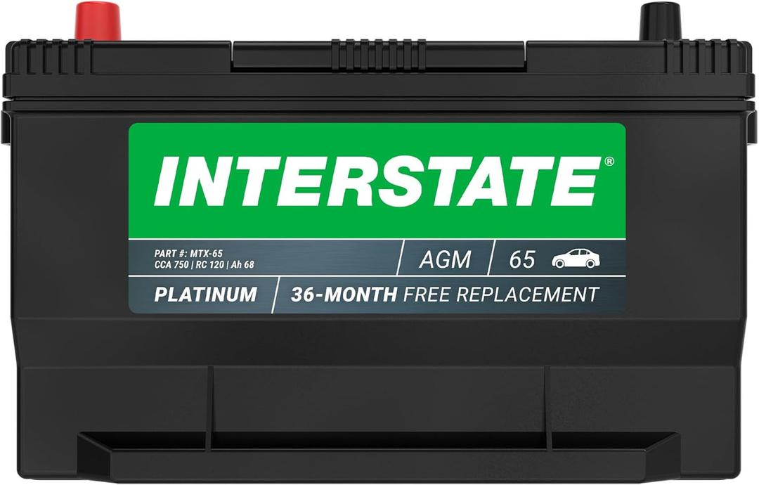 Interstate Batteries Automotive Battery 12V 68Ah (Group Size 65) 750CCA SLI AGM Auto Battery Replacement for Cars, SUVs, Sedans, Trucks (MTX-65)