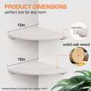 Gieanoo Floating Corner Shelves Set 2 12inch White Solid Oak Rounded Corner Shelves Wall Mounted with Cable Hole Wood Corner Hanging Shelves for Living Room Bedroom Bathroom Kitchen