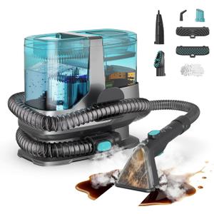 Portable Steam Carpet Cleaner, 203F High Temp Steam & 18Kpa Suction, Deep Stain Removal & Sanitization, Spot Cleaner for Pets, Kids, Home Upholstery, Sofa, Stairs & Car Detailing
