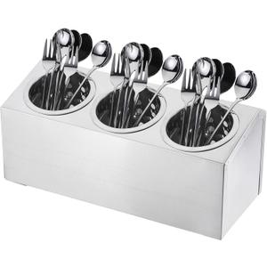 Uxcell Kitchen Utensil Holder, Stainless Steel Cylinder Flatware Silverware Utensil Holder with 3 Compartments, Caddy Drying Rack Countertop Silverware Organizer for Buffets (3 Holes)