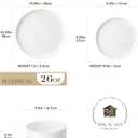 MALACASA Plates and Bowls Sets, 24 Pieces Modern Porcelain Dinnerware Set for 8, Ceramic Dishware Dishes White Kitchen Dinner Dining Ware Set, Microwave and Dishwasher Safe, Series LUNA