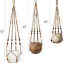 Mkono 3 Pack Macrame Plant Hangers Indoor Different Size Hanging Planter Basket Flower Pot Holder with Beads No Tasselss 43"/35"/29", Large, Brown