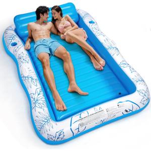 Inflatable Adult Pool Lounger Float - BAIAI Extra Large Beach Sun Tanning Floats Raft Sunbathing Water Lounge Floaties Tub with Drink Holder Blow Up Lake Suntan Floating Swimming Mattress Mat (XXL)