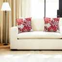 Decorative Throw Pillow Covers Set of 2 Wine Red Pillow Covers 16x16 Inch Couch Pillow Covers for Sofa Living Room Outdoor Throw Pillow Cover Linen Square Floral Flower Farmhouse Pillowcase