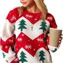 Honwenle Ugly Christmas Sweater for Women 2025 Funny Cute Christmas Tree Reindeer Xmas Knitted Pullover - Gifts for Christmas (Red, L)