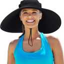 Leotruny Women Super Wide Brim Sun Hat UPF50+ Waterproof Bucket Hat for Fishing, Hiking, Camping (One Size, C04-black)