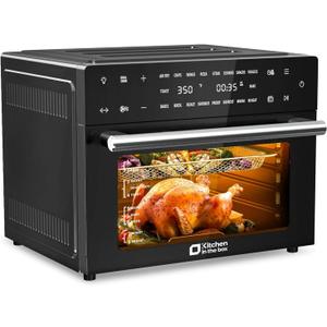 Kitchen in the box 32 QT Extra Large Toaster Oven Air Fryer Combo, 18-in-1 Convection Toaster Oven Countertop with Baking, Dehydrate and Rotisserie, 6 Accessories, 1800W (Elegant Black)