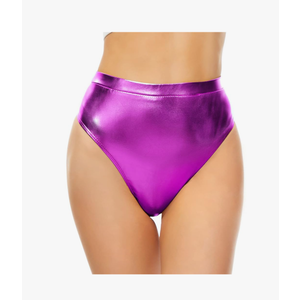 Kepblom Women's Thong Metallic Rave Bottoms Shiny High Waisted Panties for Festival Clubwear Dancing XS