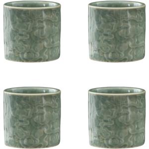 Ceramic Espresso Cups Set of 2 or 4-3oz Demitasse Cups for Coffee & Tea, No Handles, Durable & Dishwasher Safe ((green, 4)