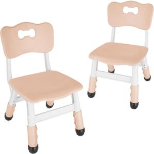 FUNLIO Adjustable Kids Chair (2pcs), 3 Level Height Adjustable Toddler Chair for Ages 3-8, Sturdy Child Chair with Maximum Bearing 220lbs, for Classrooms/Daycares/Homes, CPC & CE Approved - Natural