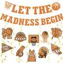 HunnmingRe Let The Madness Begin Banner March Basketball Madness Decorations Basketball Hanging Swirl Decorations College Party Favors for Indoor Outdoor Party