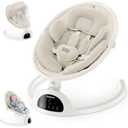 BabyBond Baby Swings for Infants, Bluetooth Infant Swing with Music Speaker, 3 Seat Positions, 5 Point Harness Belt, 5 Speeds and Remote Control - Portable Baby Swing for Indoor and Outdoor (Beige)
