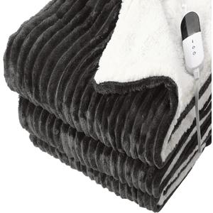 Electric Blanket Heated Throw Blanket, Super Soft Flannel & Sherpa Electric Throw Blanket with 6 Fast Heating Levels, 4 Hours Auto Off & OverHeat Protection, Machine Washable, 50'' X 60'', Dark Gray