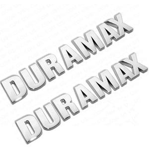 2Pc Silverado Duramax Hood Letter Logo Emblem Badge Adhesive Nameplate Replacement for 1500 2500 3500 (Chrome)