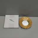 Golden Mini Vintage Mirror with Exquisite Relief Elegant Wall Decor for Bedroom Dresser Table Compact Resin Retro Design (Gold Round, 5X5)