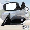 Left Driver Side Mirror Compatible With 2014 2015 2016 2017 2018 2019 2020 2021 Infiniti Q50 With Manual Folding Power Glass Turn Signal Black Replace#963024HB0A(7Pins)