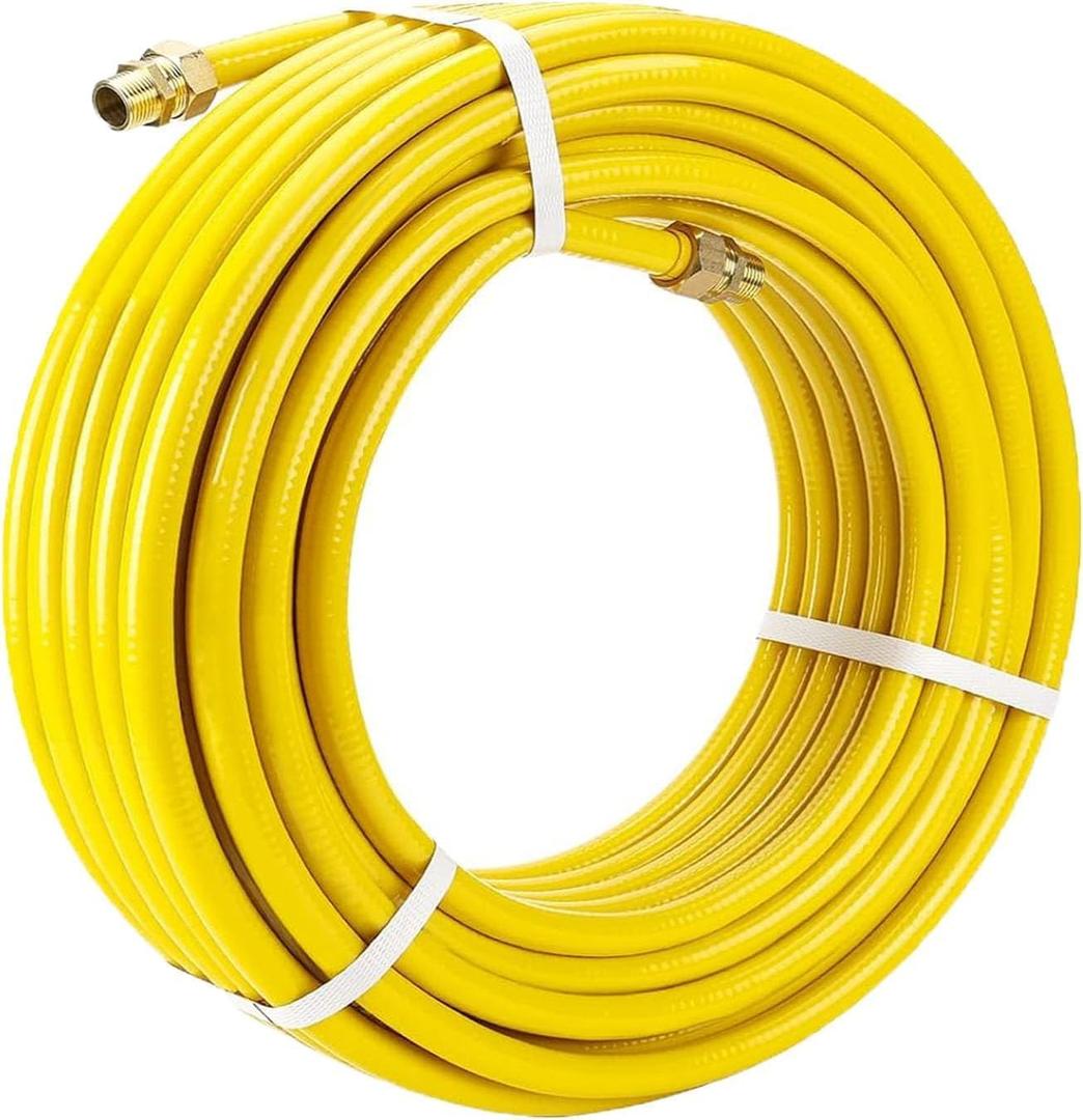37FT Standard 3/4'' CSST Natural Gas Line Hose,3/4in Flexible Gas Line for Natural Gas and Propane, CSST Corrugated Stainless Steel Tubing Flexible Gas Pipe with 2 NPT Quick Connect Male Fittings