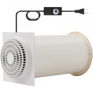 Through-the-Wall Ventilation Fan Exhaust Fan White Cover 6-inch Diameter Vent with 11.8 inch Length 180 CFM