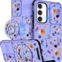 Buleens for Samsung Galaxy S23 Plus Case 6.6 Inch - with Ring Stand & Camera Cover Cute Designed Women Girls Girly Pretty Flower Floral for Samsung S23 Plus Case Compatible with Magsafe