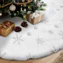 White Snow Tree Skirt - Soft, Fluffy Christmas Skirts for Xmas Trees - Elegant Home Indoor Decor Christmas Tree Skirt - Holiday Party Essential Tree Skirt (34.25 Inch Siver)