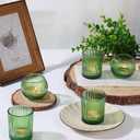 30 Pcs Assorted Ribbed Green Votive Candle Holders, Tea Light Candle Holders Glass for Table Centerpiece, Green Candle Holders for Wedding, Bridal Shower and Tea Party Decorations