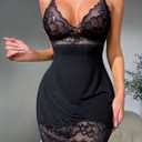 dream love Women Lace Modal Sleepwear Chemises V-Neck Babydoll Nightgown
