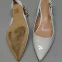 GENSHUO Low Kitten Heels Women's Slingback Dressy Pumps Pointed Closed Toe Ankle Strap Elegant Wedding Pumps Formal Comfortable Shoes, Size 8, White