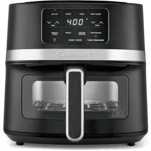 Cuisinart Air Fryer, 4.5-Quart Basket Fryer with 4 Cooking Functions to Air Fry, Roast, Bake, and Keep Warm, 4 Airfryer Presets, Dishwasher-Safe Parts, AIR-160NAS, Stainless Steel & Black, 4.5 Qt. Window